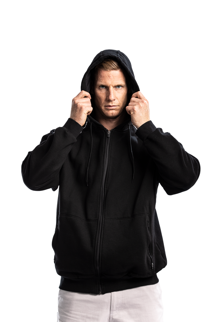 Custom Hoodie, Zip up front, Pockets, Black