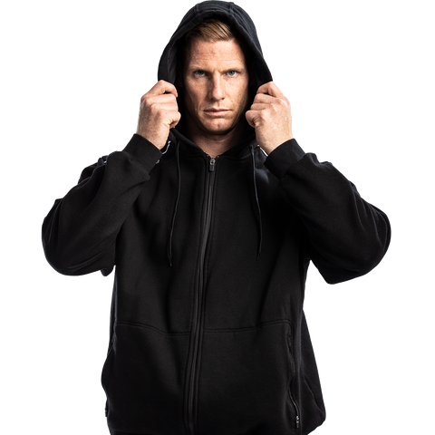 Custom Hoodie, Zip up front, Pockets, Black